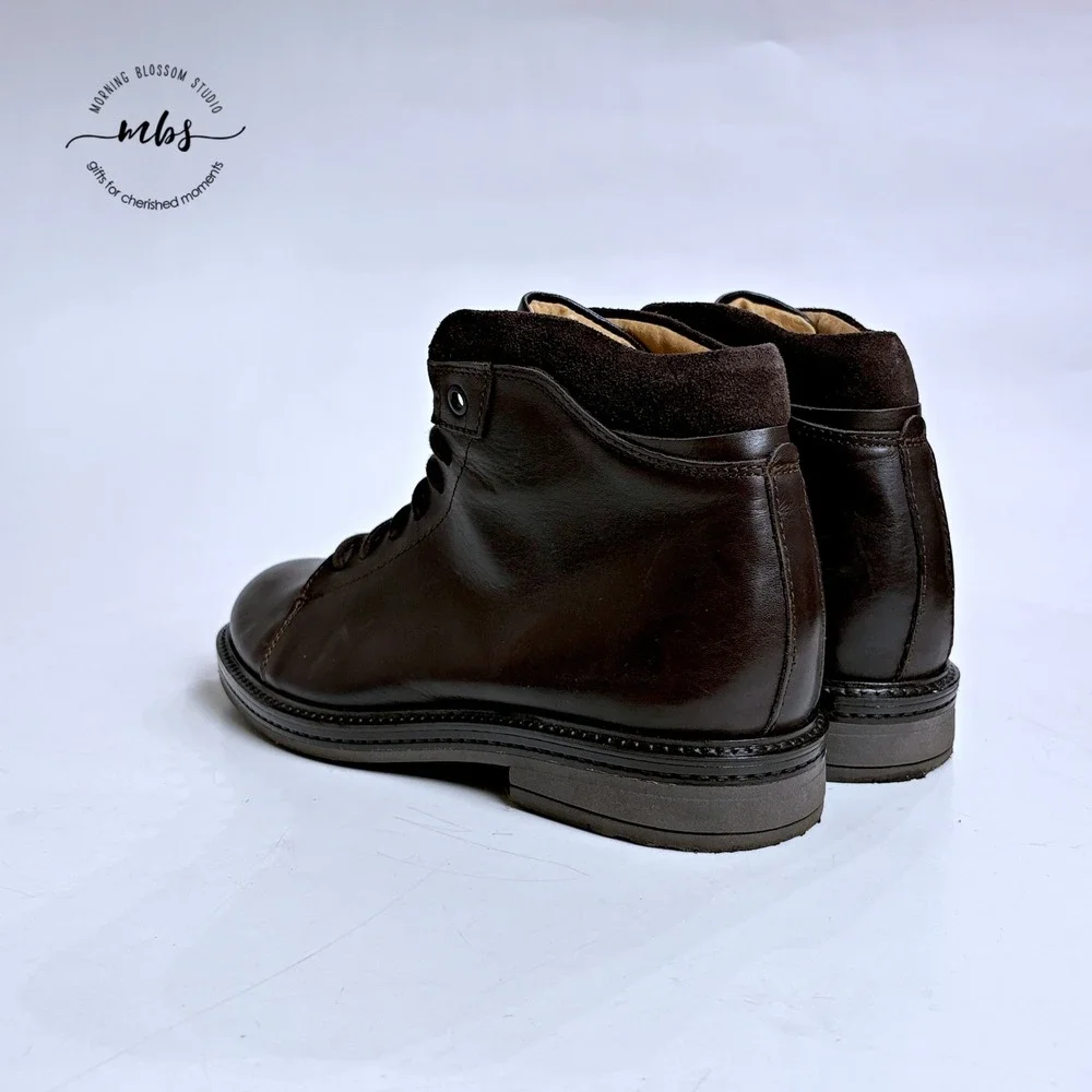 Doppelgänger Roma Made in Italy Leather Lace Up Ankle Boots Brown Men 7.5‎
